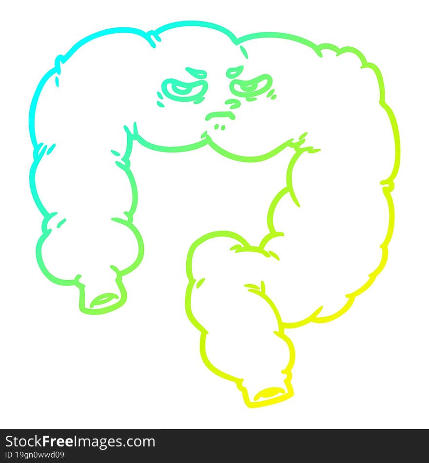 cold gradient line drawing cartoon angry colon