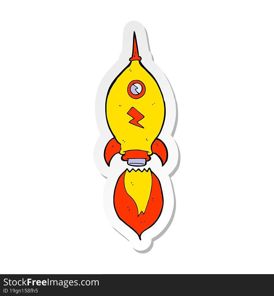 sticker of a cartoon spaceship