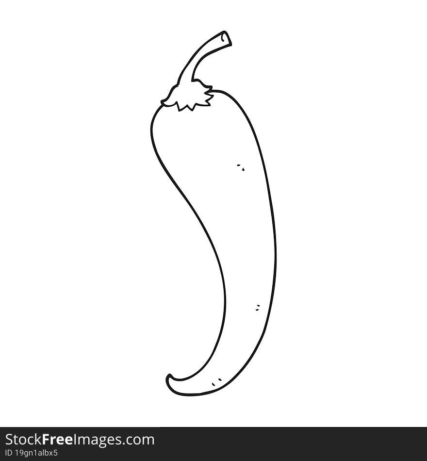 Black And White Cartoon Chilli Pepper