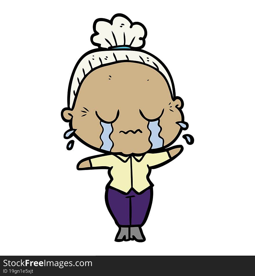 cartoon crying old lady. cartoon crying old lady