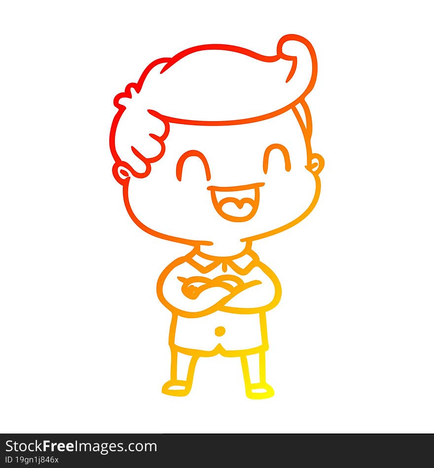 Warm Gradient Line Drawing Cartoon Happy Man