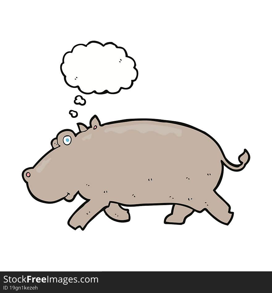 cartoon hippopotamus with thought bubble