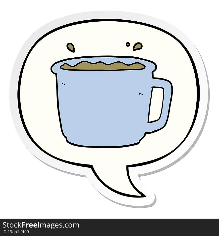 cartoon coffee cup with speech bubble sticker