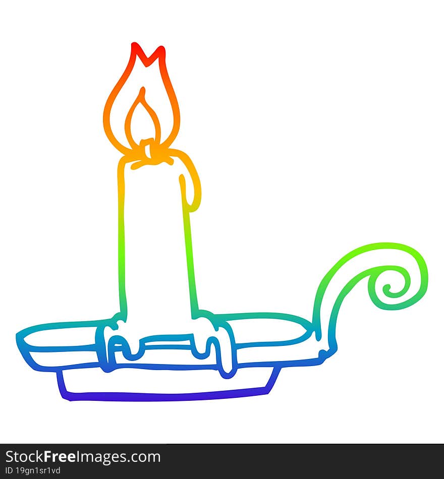 rainbow gradient line drawing cartoon burning candle