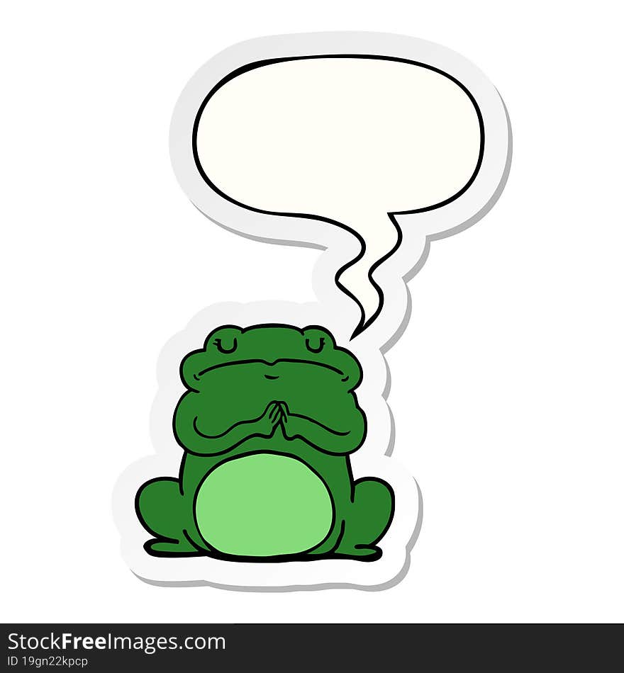 Cartoon Arrogant Frog And Speech Bubble Sticker