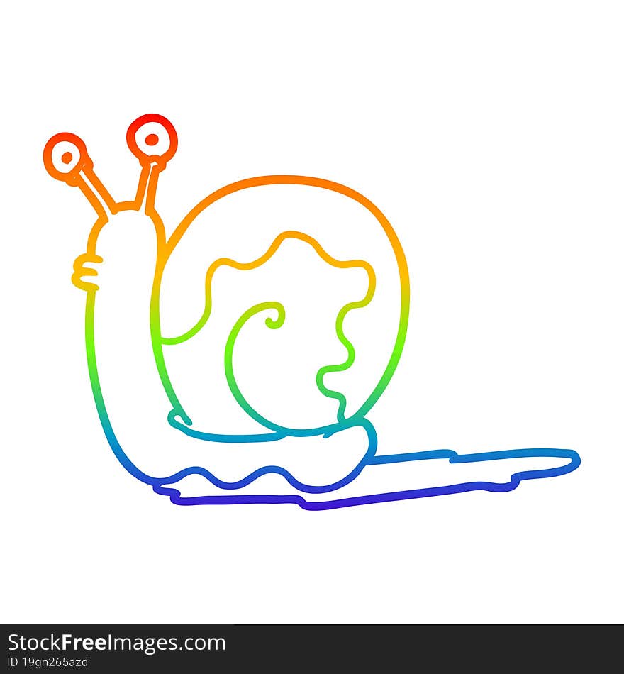 rainbow gradient line drawing cartoon snail