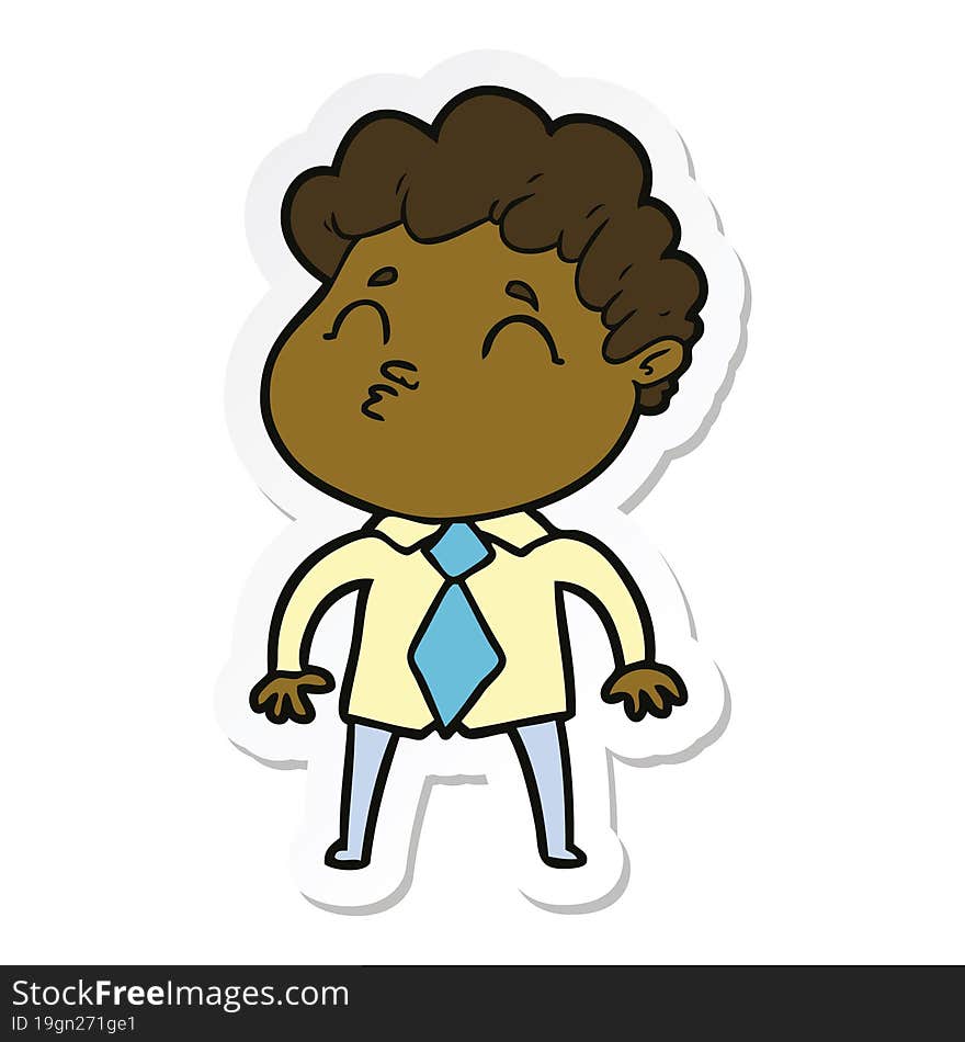 sticker of a cartoon man pouting