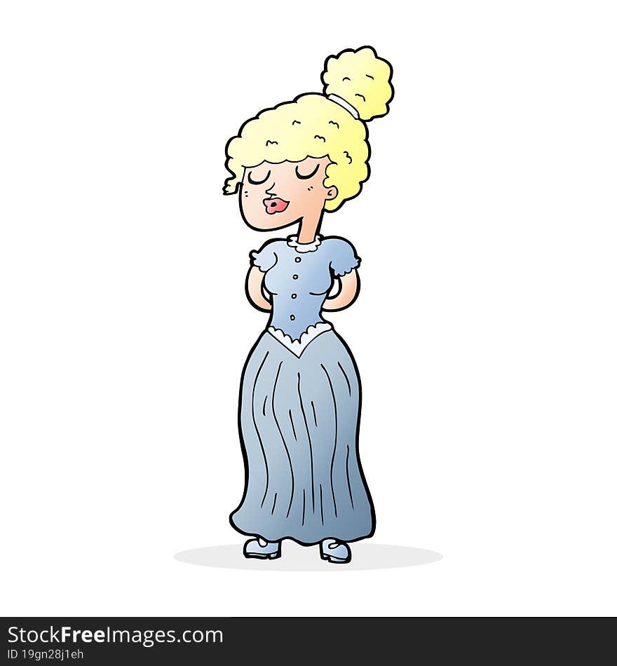 cartoon pretty victorian woman