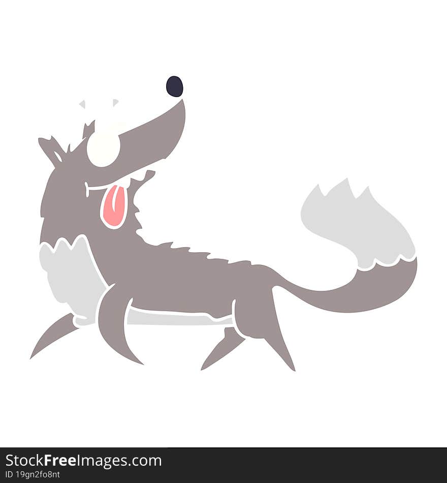 flat color style cartoon hungry wolf