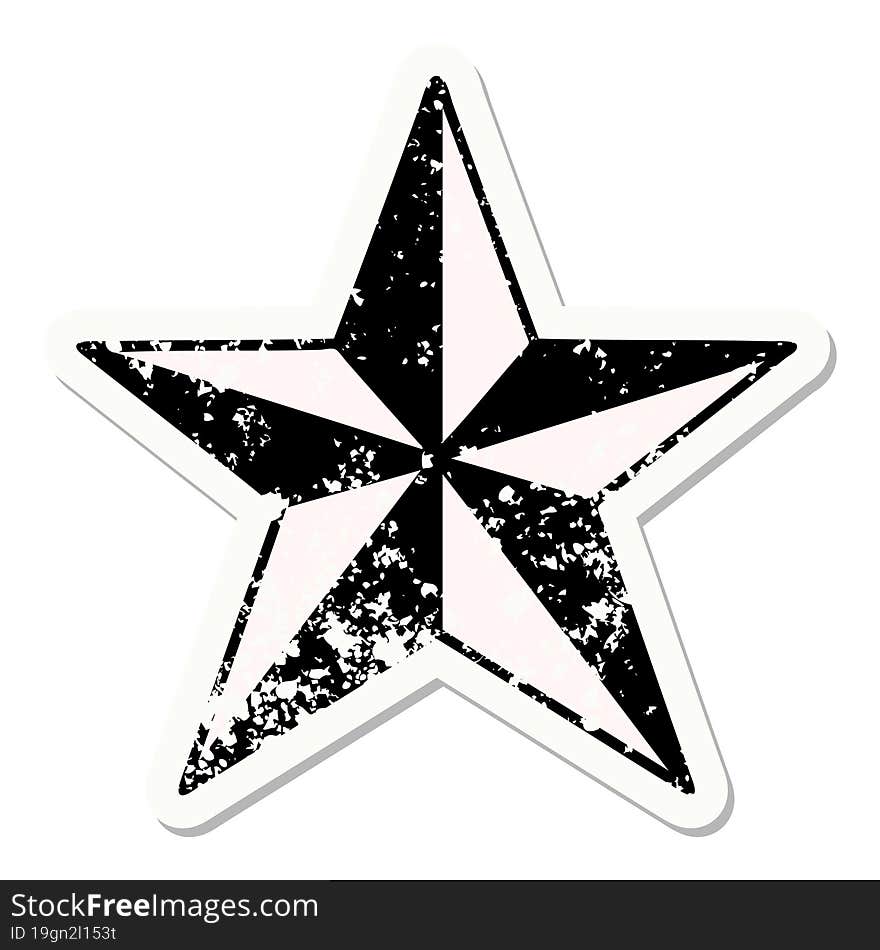 traditional distressed sticker tattoo of a star