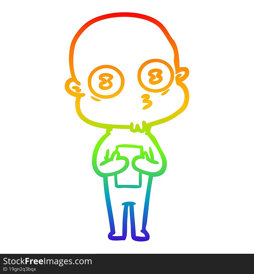 rainbow gradient line drawing cartoon weird bald spaceman