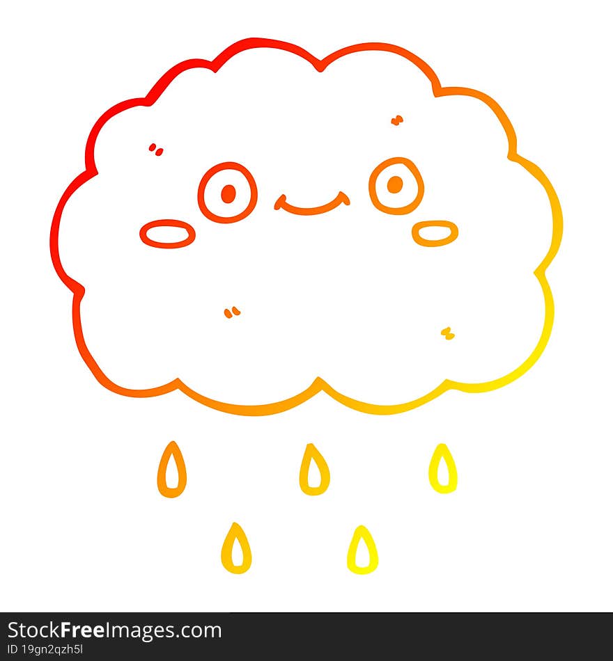 warm gradient line drawing cute cartoon cloud