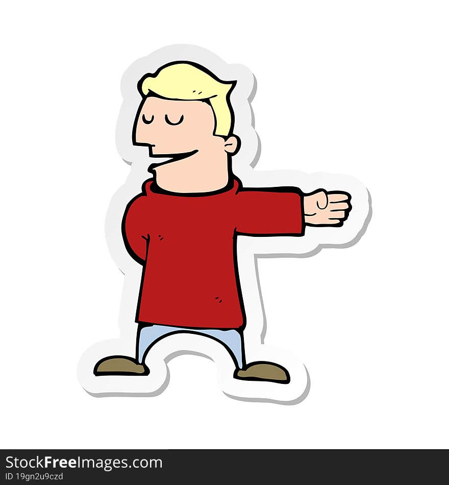 sticker of a cartoon man gesturing direction