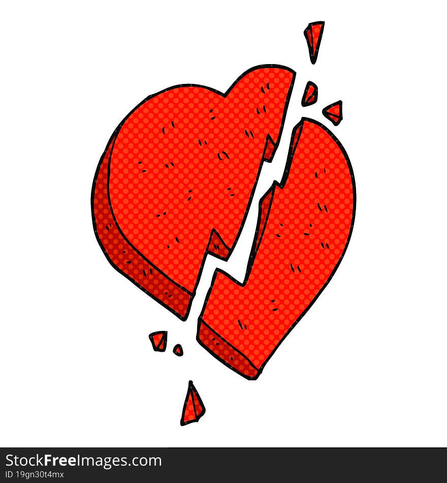 freehand drawn cartoon broken heart symbol