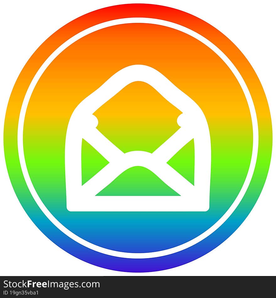 envelope letter circular in rainbow spectrum