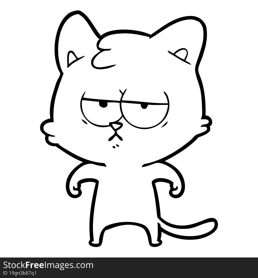 bored cartoon cat. bored cartoon cat