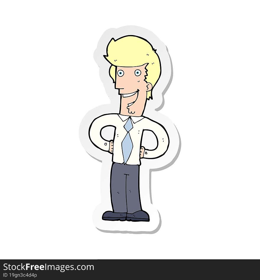 sticker of a cartoon happy man