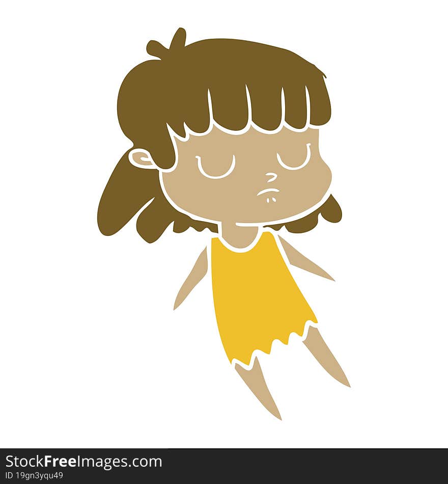 flat color style cartoon indifferent woman