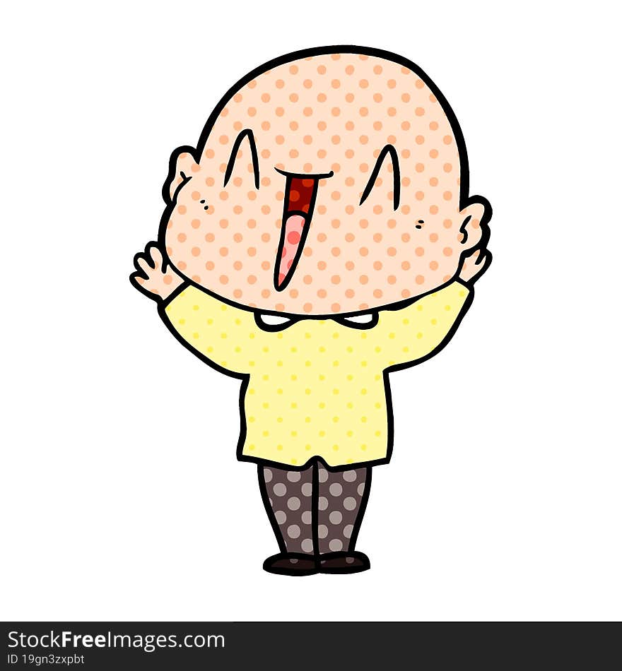 happy cartoon bald man. happy cartoon bald man