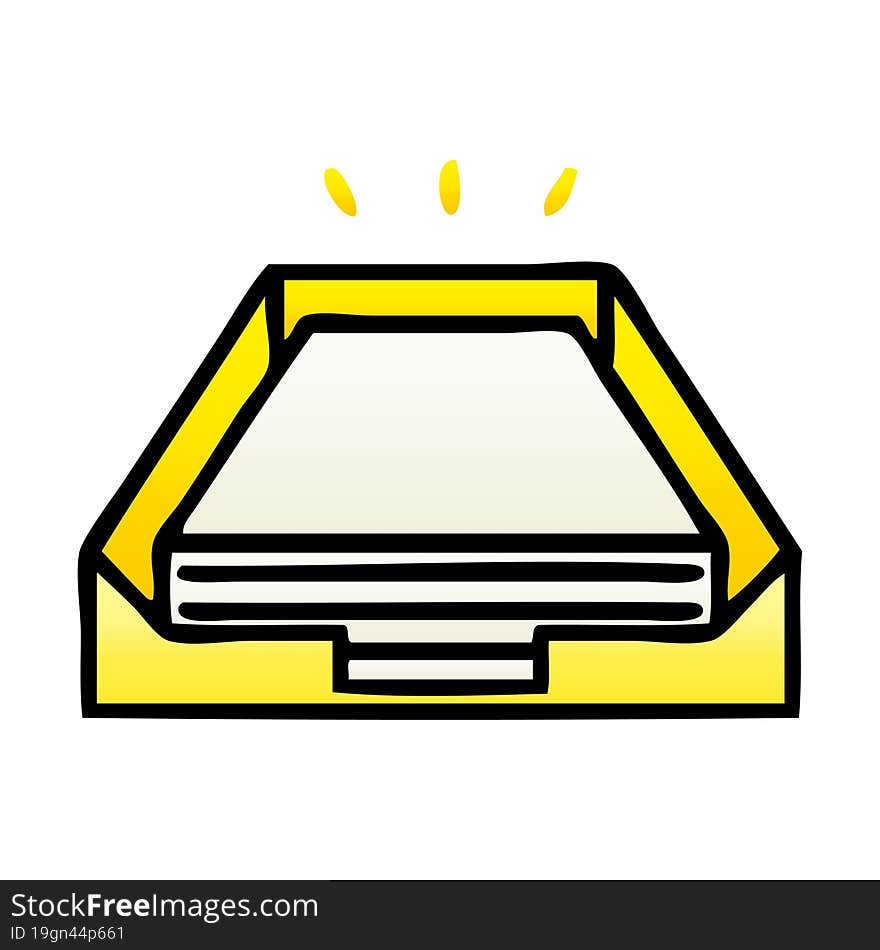 gradient shaded cartoon of a paper stack in tray