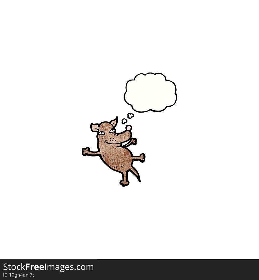 cartoon little dog with thought bubble