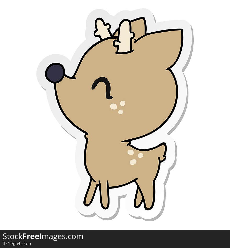 sticker cartoon illustration of  kawaii cute deer. sticker cartoon illustration of  kawaii cute deer