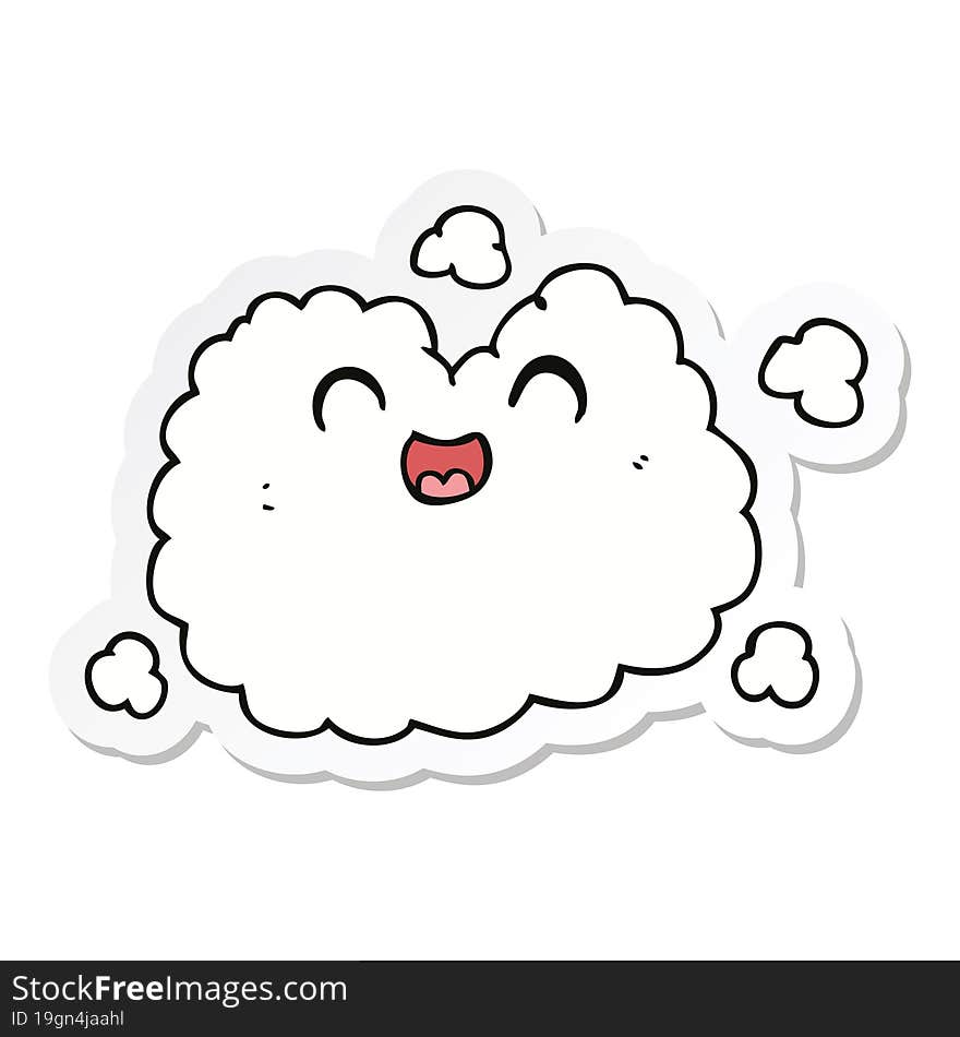 sticker of a cartoon happy smoke cloud