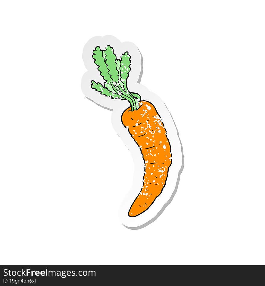 retro distressed sticker of a cartoon carrot