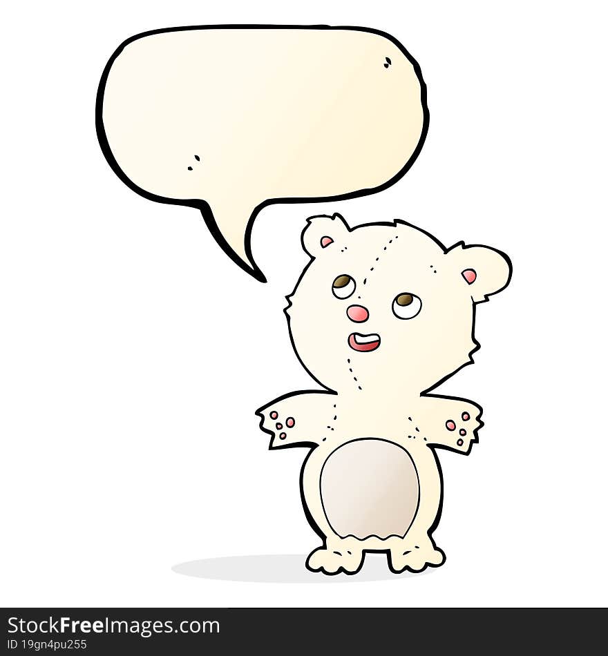 Cartoon Happy Little Polar Bear With Speech Bubble