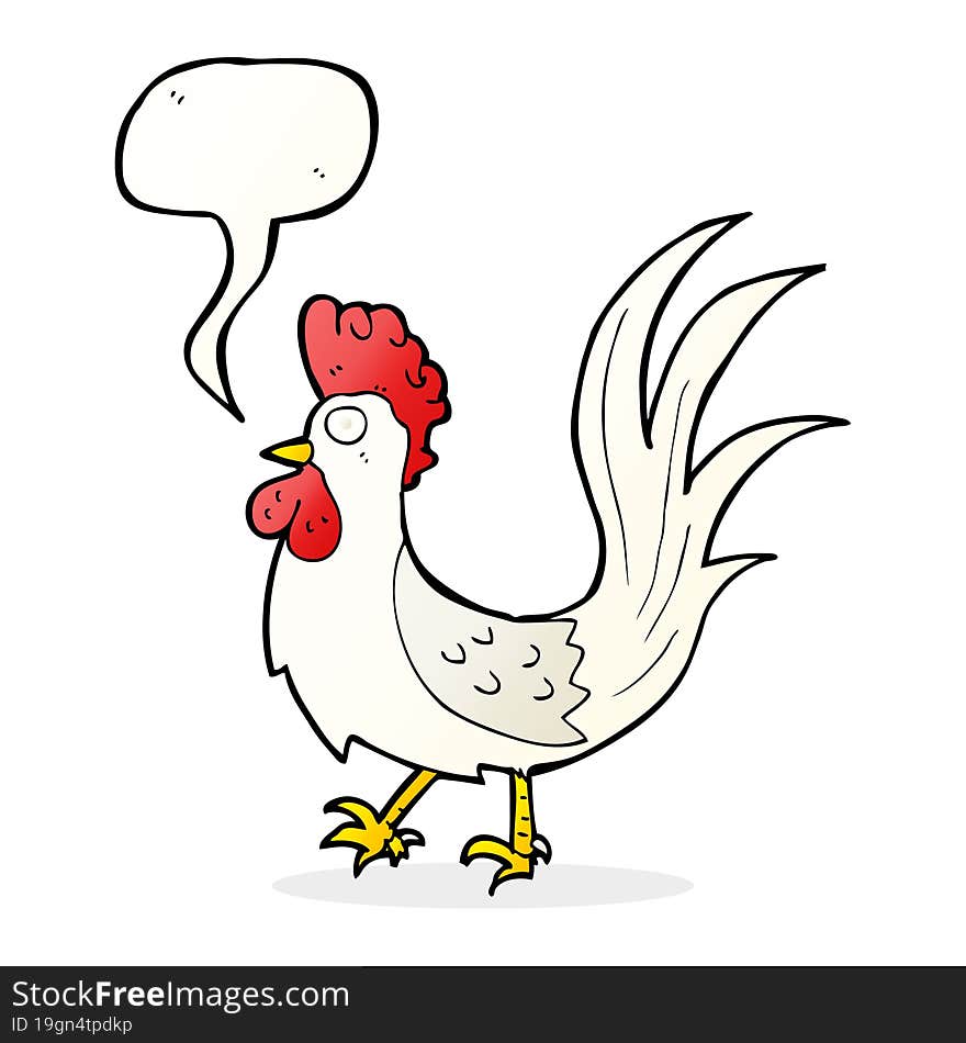 Cartoon Cockerel With Speech Bubble