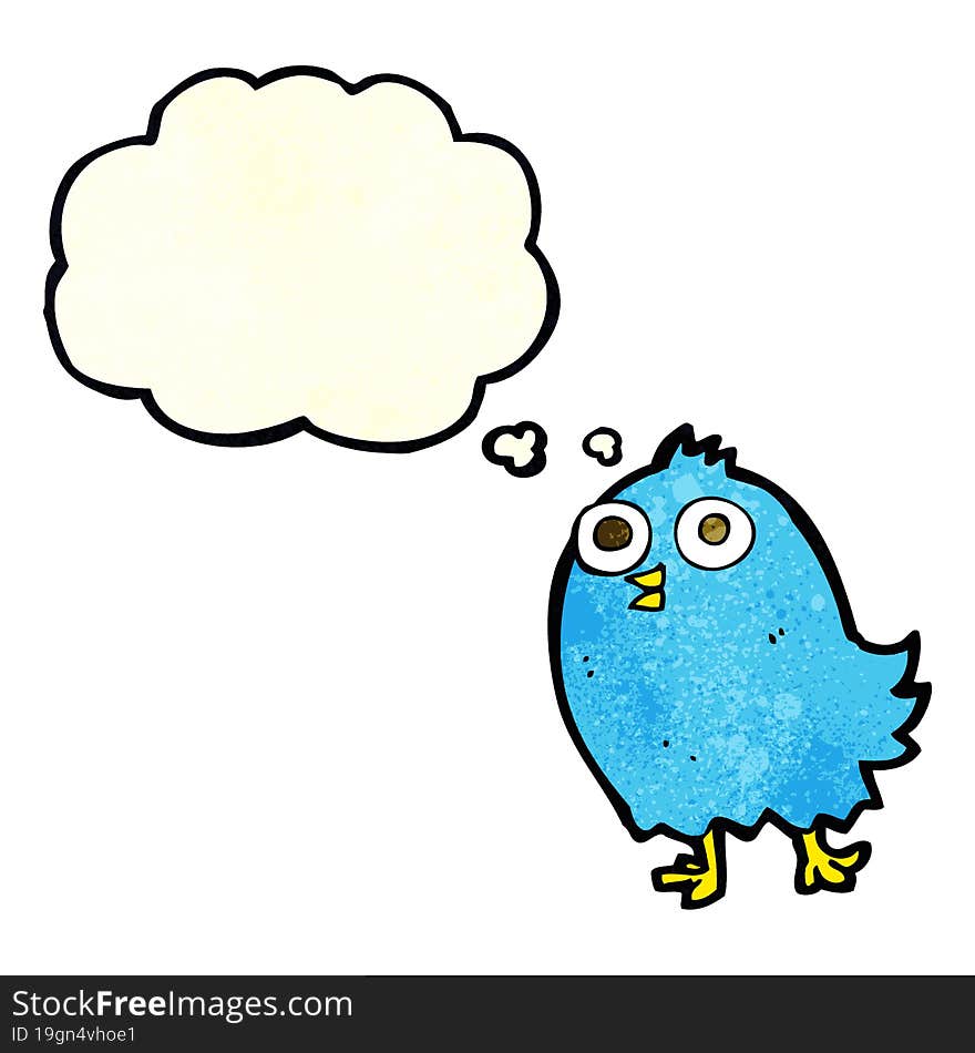 Cartoon Happy Bird With Thought Bubble