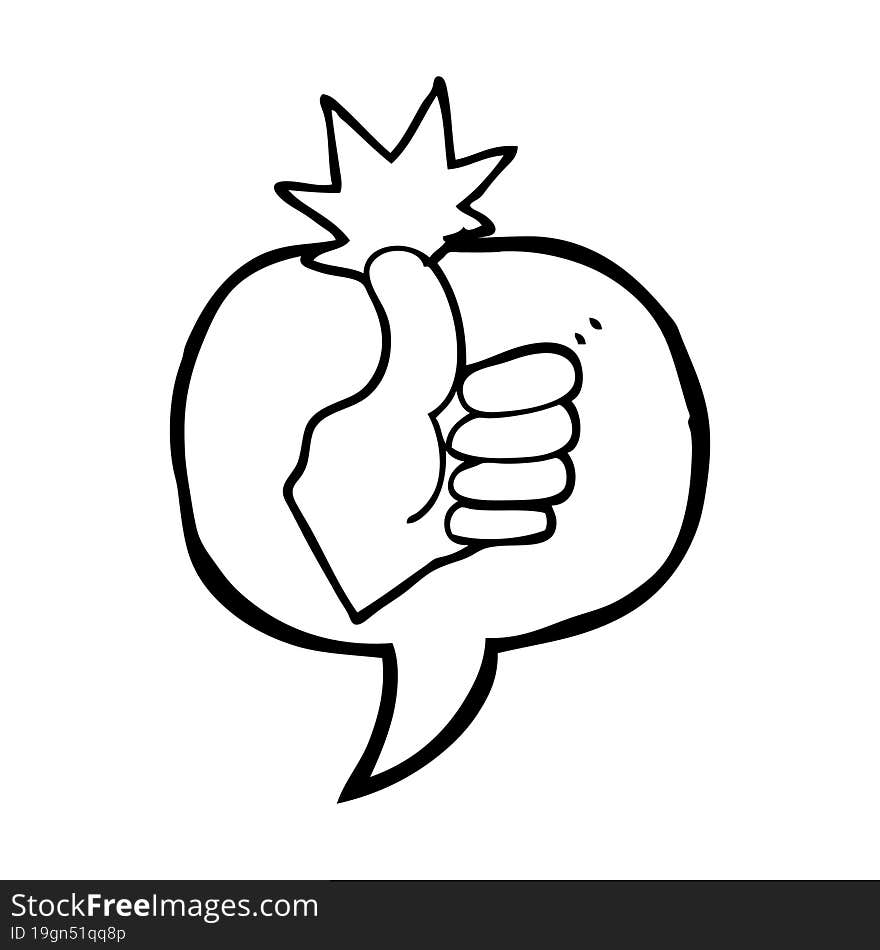 freehand drawn speech bubble cartoon thumbs up