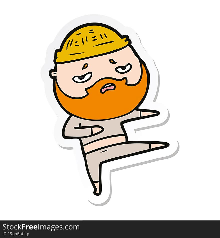 sticker of a cartoon worried man with beard