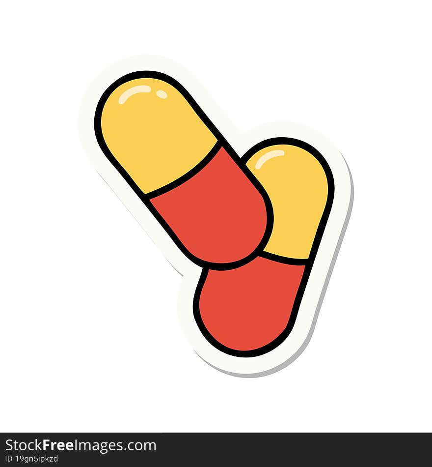 Tattoo Style Sticker Of A Pills