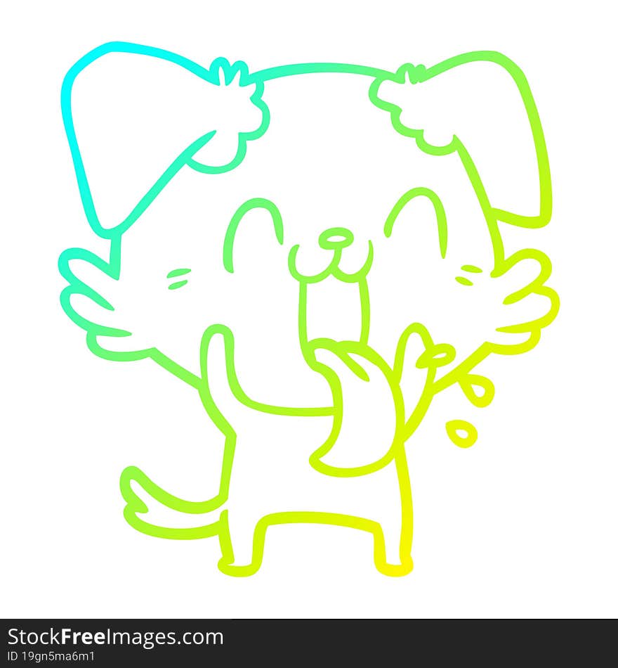 cold gradient line drawing cartoon panting dog