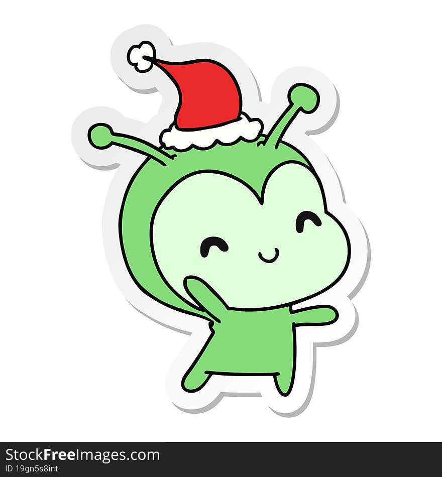 Christmas Sticker Cartoon Of Kawaii Alien