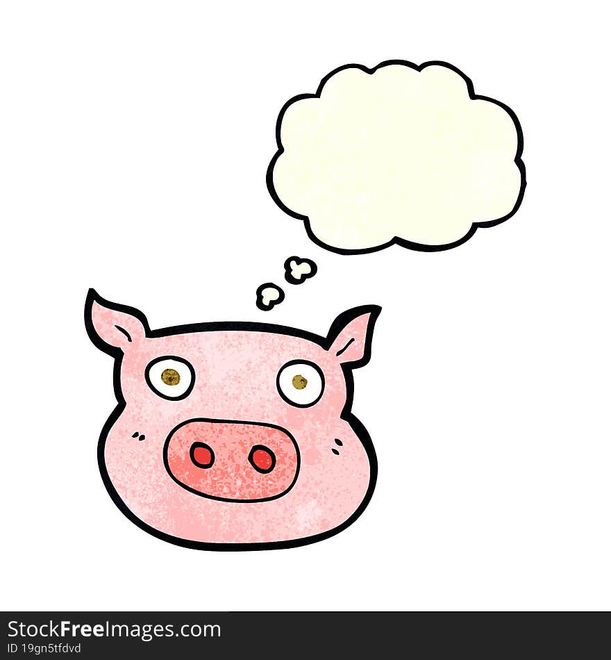 cartoon pig face with thought bubble