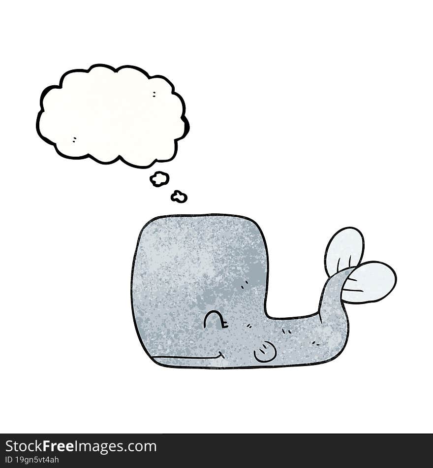 Thought Bubble Textured Cartoon Happy Whale