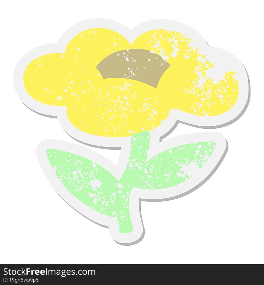 cartoon flower growing grunge sticker