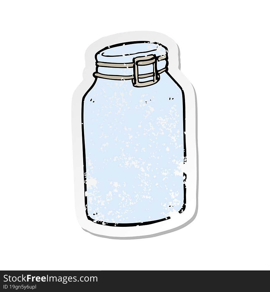 Retro Distressed Sticker Of A Cartoon Glass Jar