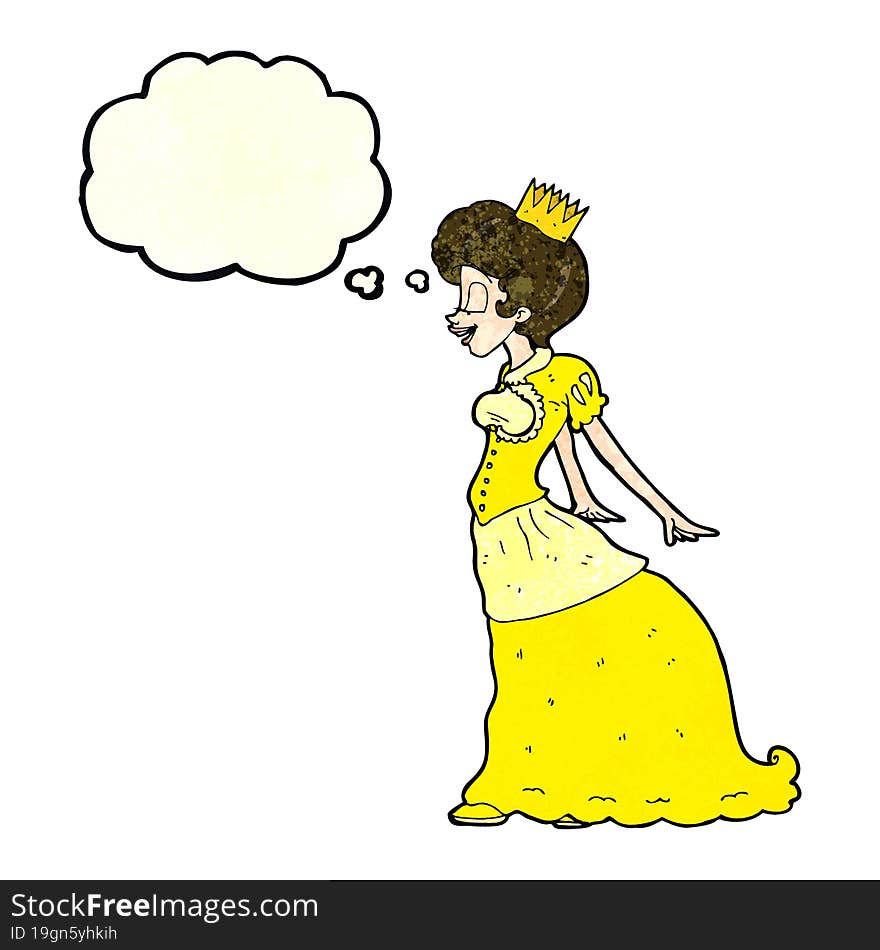 cartoon princess with thought bubble