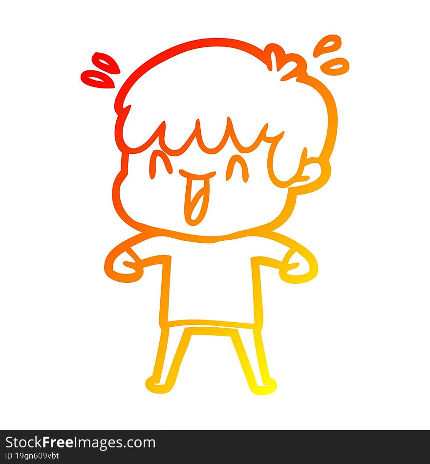 Warm Gradient Line Drawing Cartoon Laughing Boy