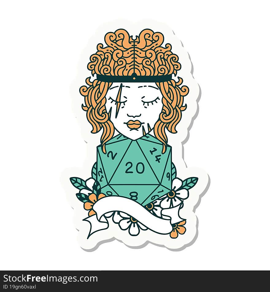 human barbarian with natural 20 dice roll sticker