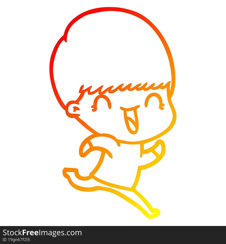 warm gradient line drawing happy cartoon boy