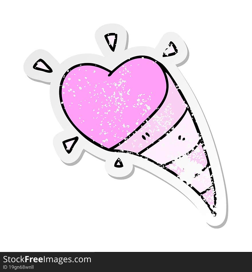 Distressed Sticker Of A Quirky Hand Drawn Cartoon Shooting Heart