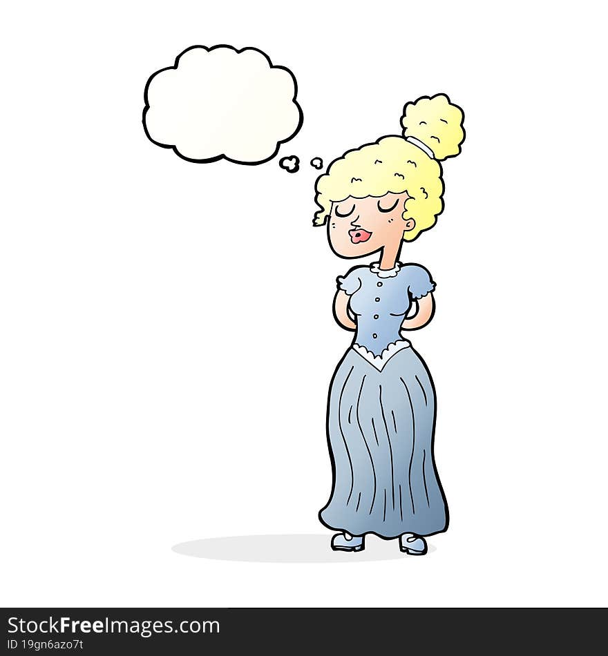 Cartoon Pretty Victorian Woman With Thought Bubble