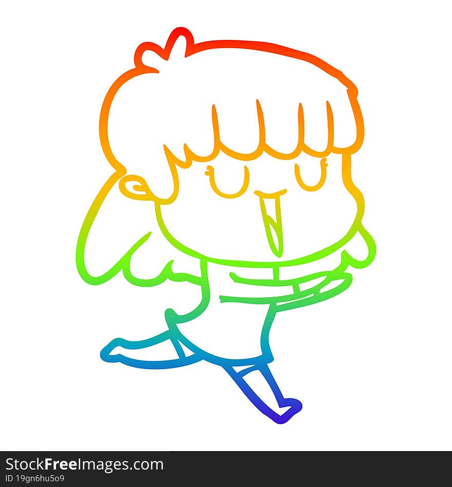 rainbow gradient line drawing of a cartoon woman