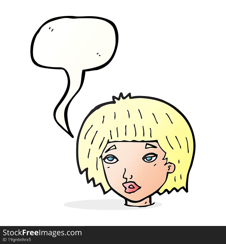 cartoon bored looking woman with speech bubble