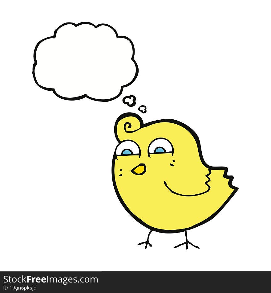 Cartoon Funny Bird With Thought Bubble