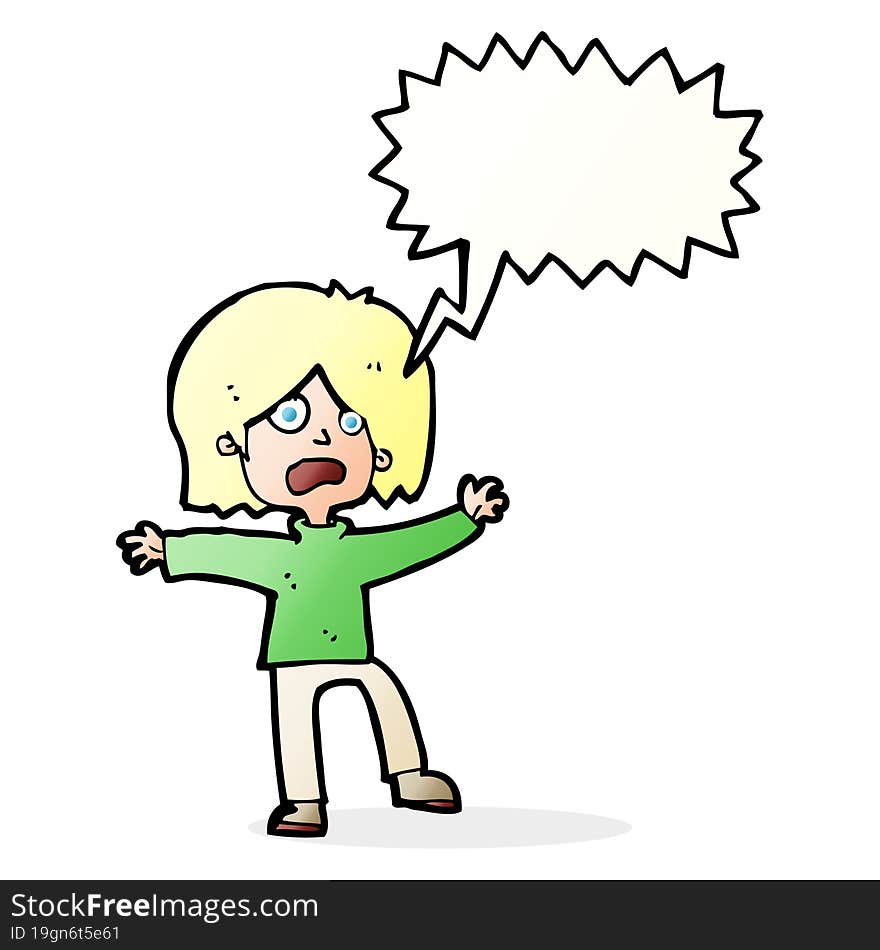 cartoon unhappy person with speech bubble